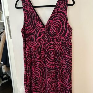 INC International Concepts Fuchsia and Black empire waist dress NWOT
